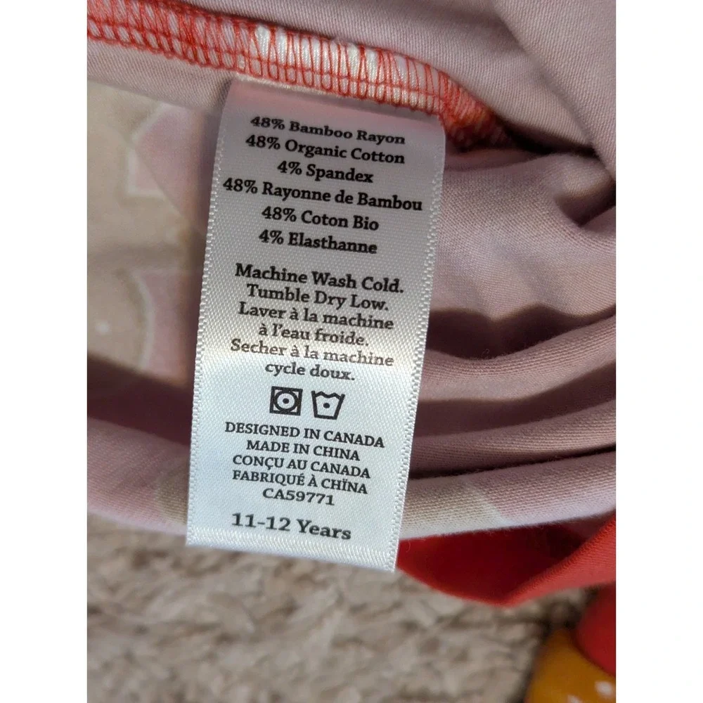 Whistle & Flute Gingerbread Pajama Top Shirt Kids Sz 11 12 Bamboo Organic Cotton